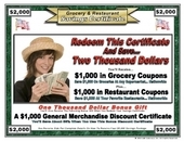 Grocery & Restaurant Savings Certificate DID#60697